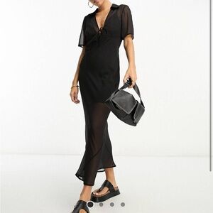 Sheer Tshirt Midi dress with Lining